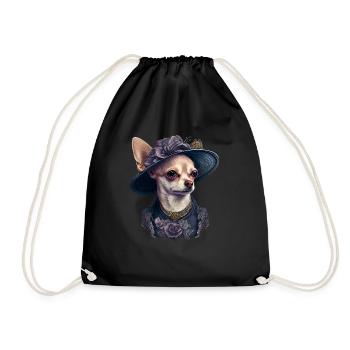 Chihuahua - Englische Dame Frauen Kleid Hund - Turnbeutel - Schwarz - Vorne