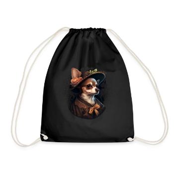 Chihuahua - Dame Anglaise Robe Chien - Sac de sport léger - noir - Devant