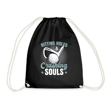 Funny Golfer Golfing Golf - Drawstring Bag - black - Front