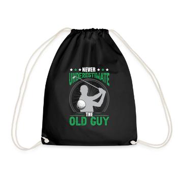 Never Underestimate The Old Guy Golfing Men Golf - Drawstring Bag - black - Front