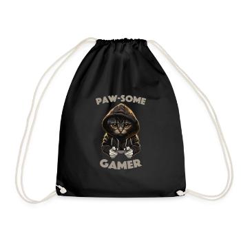 Awesome Gamer Cat Cooler Consoles Player - Drawstring Bag - black - Front