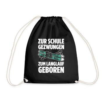 Zur Schule Gezwungen Zum Langlauf Geboren Skilangl - Turnbeutel - Schwarz - Vorne