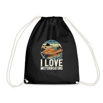 I Love Motorboating Life Is Better At The Lake - Drawstring Bag - black - Front