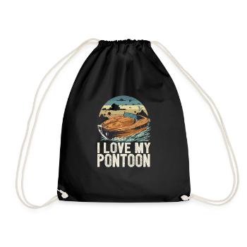 I Love My Pontoon Motorboat Owner Pontoon King - Turnbeutel - Schwarz - Vorne