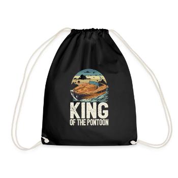 King Of The Pontoon Motorboat Captain Pontooning - Drawstring Bag - black - Front