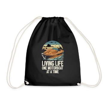Boating Pontoon Captain Living Life One Motorboat - Turnbeutel - Schwarz - Vorne