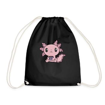 Coffee Cute Axolotl - Drawstring Bag - black - Front