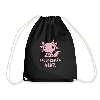 I Love Coffee a Lotl Cute Axolotl - Drawstring Bag - black - Front