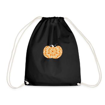 Pumpkin Lace Halloween Thanksgiving Autumn Autumn - Drawstring Bag - black - Front