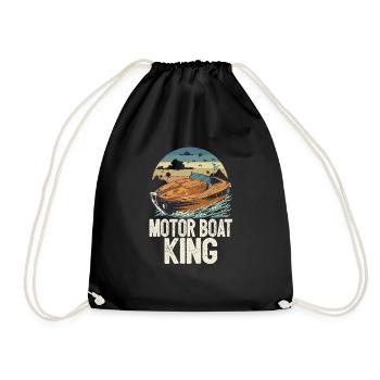 Pontooning Captain Motorboat King Funny Boat - Drawstring Bag - black - Front