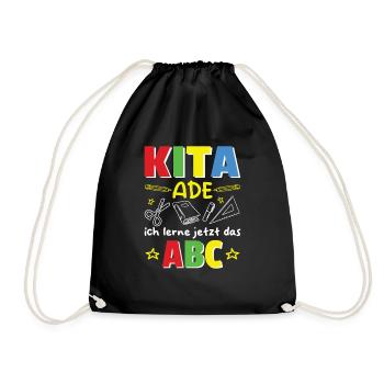 kita ade ich lerne jetzt das abc Einschulung - Turnbeutel - Schwarz - Vorne