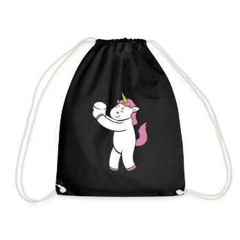 Smore Unicorn Kids Marshmallow Camping Camper - Drawstring Bag - black - Front