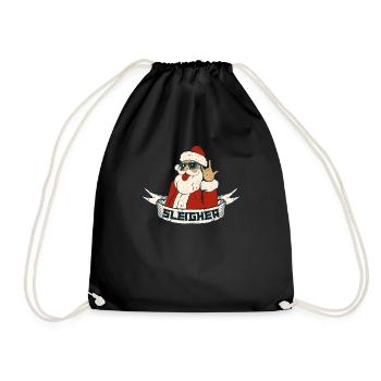 Sleigher Funny Heavy Metal Music Hail Santa Claus - Drawstring Bag - black - Front