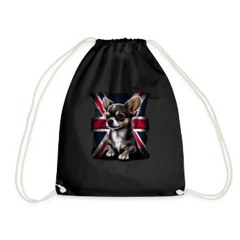 Chihuahua - Großbritannien England Flagge Farben - Turnbeutel - Schwarz - Vorne