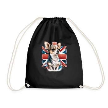 Chihuahua - Großbritannien England Flagge Farben - Turnbeutel - Schwarz - Vorne