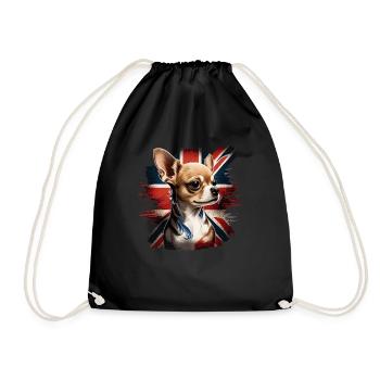 Chihuahua - Großbritannien England Flagge Farben - Turnbeutel - Schwarz - Vorne