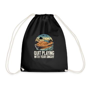 Funny Motorboating Quote Quit Playing With Your - Drawstring Bag - black - Front