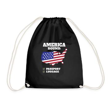 America Bound Country Travel American Flag US - Drawstring Bag - black - Front