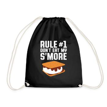 Rule Number 1 Don't Eat My Smores Funny Camping Ca - Drawstring Bag - black - Front