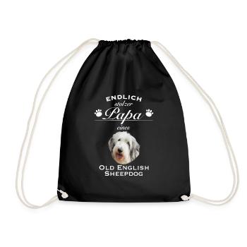 Endlich stolzer Papa - Old English Sheepdog - Turnbeutel - Schwarz - Vorne