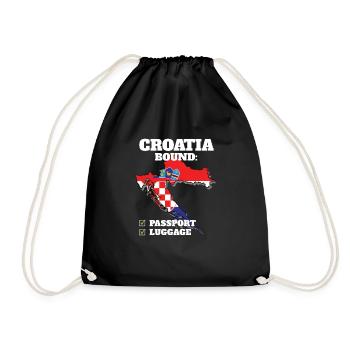 Croatia Bound Country Travel Croat Flag Vacation - Drawstring Bag - black - Front