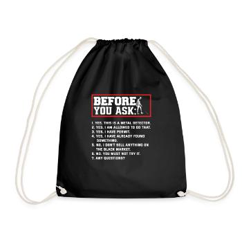 Funny Probing Metal Detector Detector - Drawstring Bag - black - Front