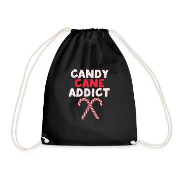 Candy Cane Addict Funny Christmas Love - Drawstring Bag - black - Front