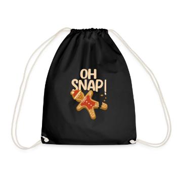 Oh Snap Gingerbread Man Weihnachtsplätzchen Xmas - Turnbeutel - Schwarz - Vorne
