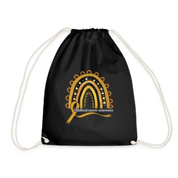 Rainbow Ribbon Childhood Cancer Awareness - Drawstring Bag - black - Front