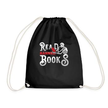 I Read Banned Book Lover Skeleton Reader Read - Drawstring Bag - black - Front