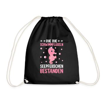 Schwimmflügel Schwimmabzeichen Seepferdchen - Turnbeutel - Schwarz - Vorne