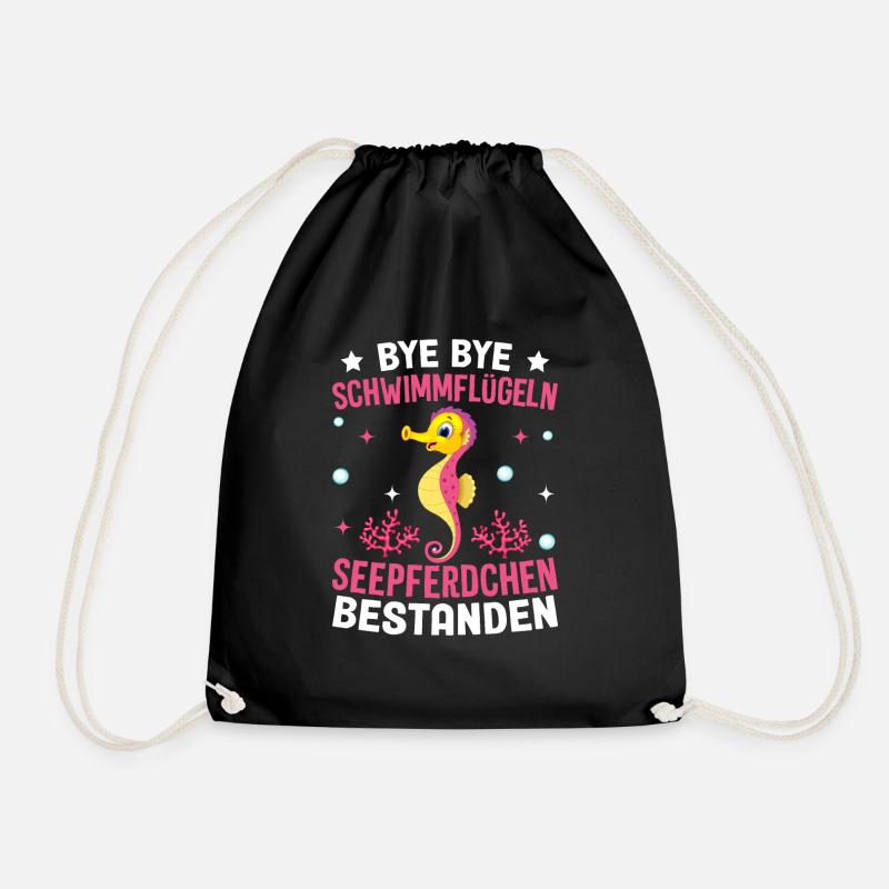 Schwimmabzeichen Seepferdchen bestanden - Turnbeutel - Schwarz