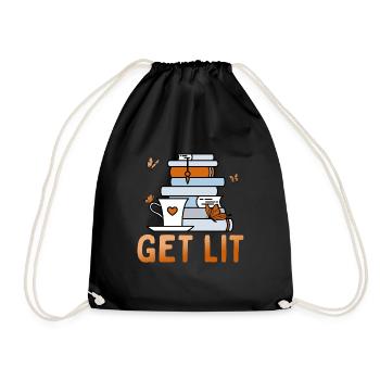 Get Lit Reading Quotes Introverted Bookworm - Drawstring Bag - black - Front