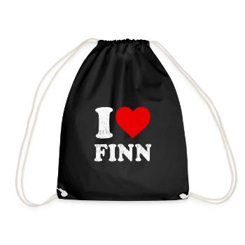 I Heart Finn Clothing Distressed I Love Finn - Drawstring Bag - black - Front
