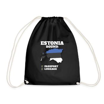 Estonia Bound Country Travel Estonian Flag - Drawstring Bag - black - Front
