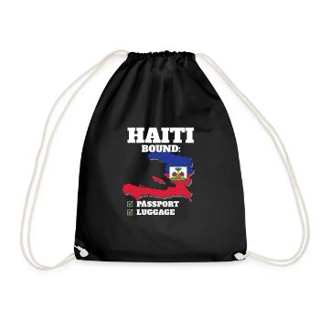 Haiti Bound Country Travel Haitian Flag Vacation - Drawstring Bag - black - Front
