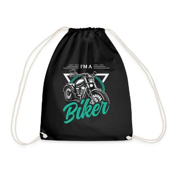 I'm a motorcyclist biker motorbike cruising - Drawstring Bag - black - Front