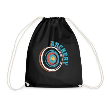 Retro Vintage Archery Hunting Target Bow Arrow - Drawstring Bag - black - Front