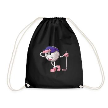 Niedlicher Golfball Cartoon Golf Club Golfer Golf - Turnbeutel - Schwarz - Vorne