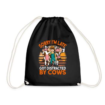 Cows Farmers Dairy Cow Cow Gift - Drawstring Bag - black - Front
