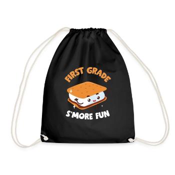 Funny First Grade Is Smore Fun Cute Kids Marshmall - Drawstring Bag - black - Front