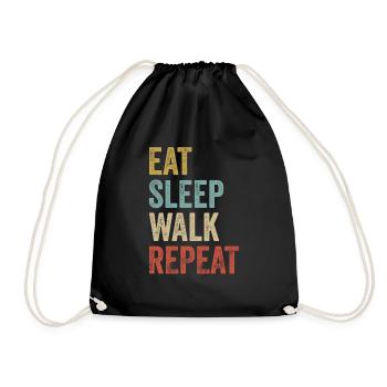 Eat Sleep Walk Repeat Funny Walking - Drawstring Bag - black - Front