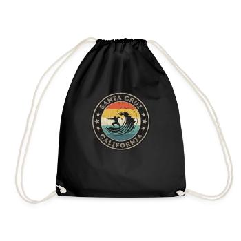 Retro Santa Cruz California Surfing T-Shirt Santa Cruz - Turnbeutel - Schwarz - Vorne