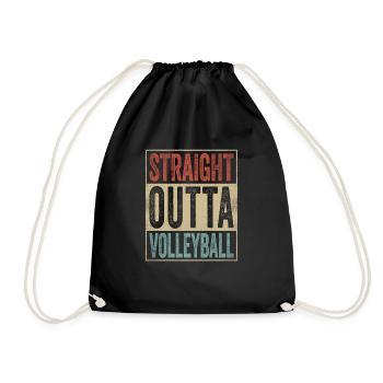 Funny Retro Straight Outta Volleyball - Drawstring Bag - black - Front