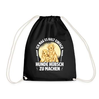 Hundepflege für Hundefriseurin Hundefriseur Groome - Turnbeutel - Schwarz - Vorne