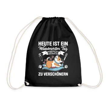 Hundepflege für Hundefriseurin Hundefriseur Groome - Turnbeutel - Schwarz - Vorne