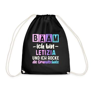Name Letizia Geschenk Grundschule - Turnbeutel - Schwarz - Vorne