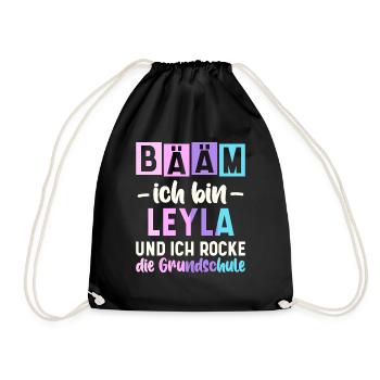 Name Leyla Geschenk Grundschule - Turnbeutel - Schwarz - Vorne