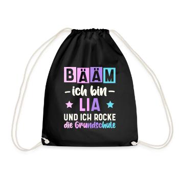 Name Lia Geschenk Grundschule - Turnbeutel - Schwarz - Vorne