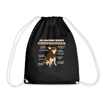 Hund Chihuahua Hundebesitzer Gechenkidee - Turnbeutel - Schwarz - Vorne